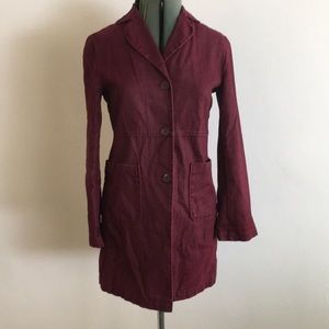 Burgundy button up jacket